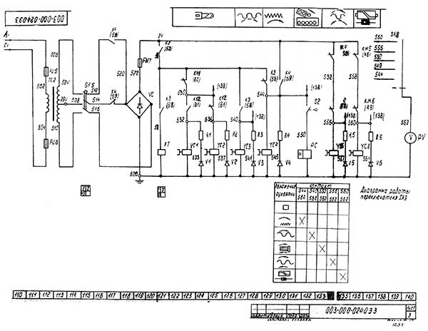 Схема електрична токарного автомата 1Б240 Схема електрична токарного автомата 1Б240